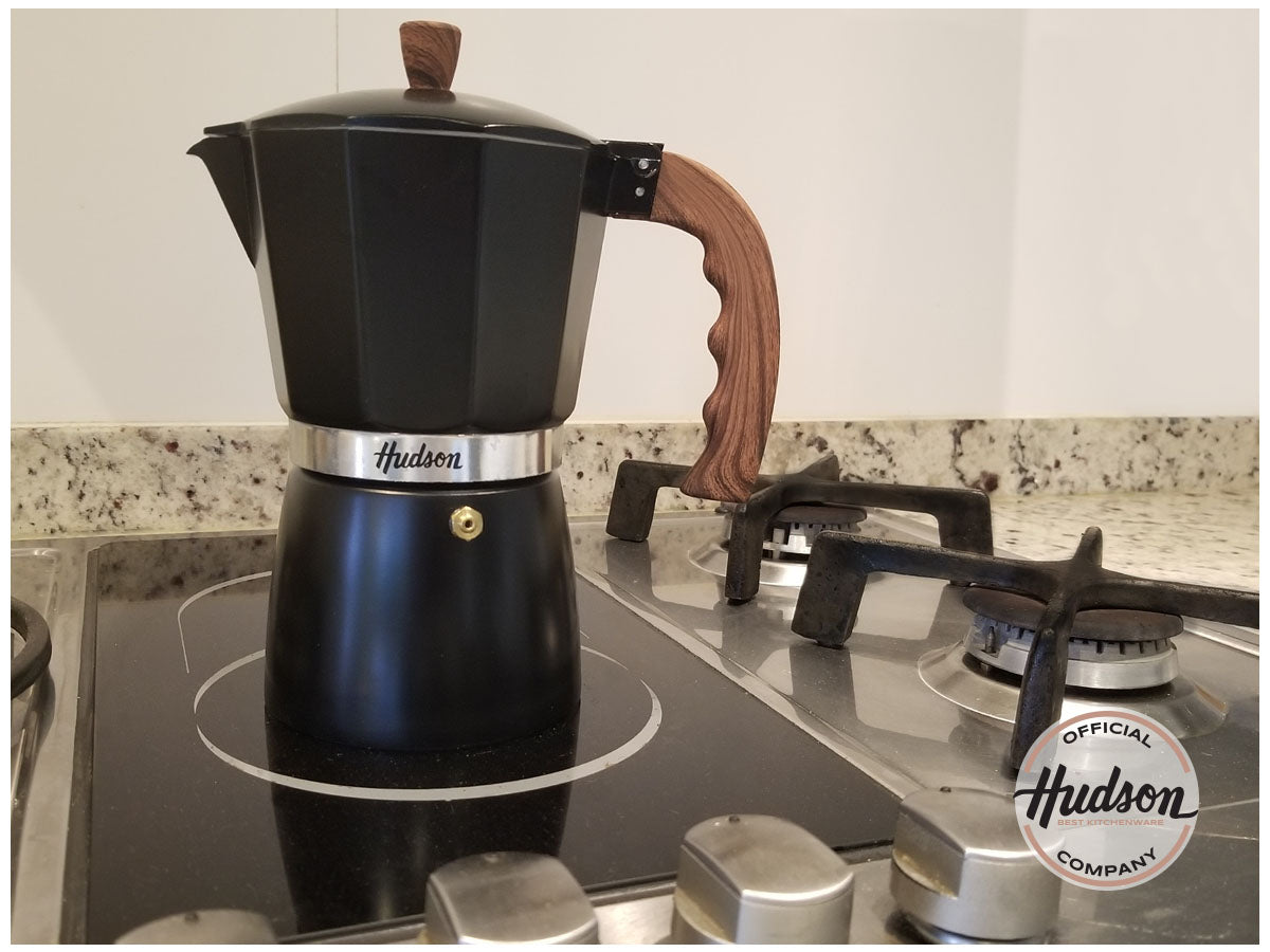 Aluminum Espresso Induction Coffee Maker Italian Style 9 Cups Black Color