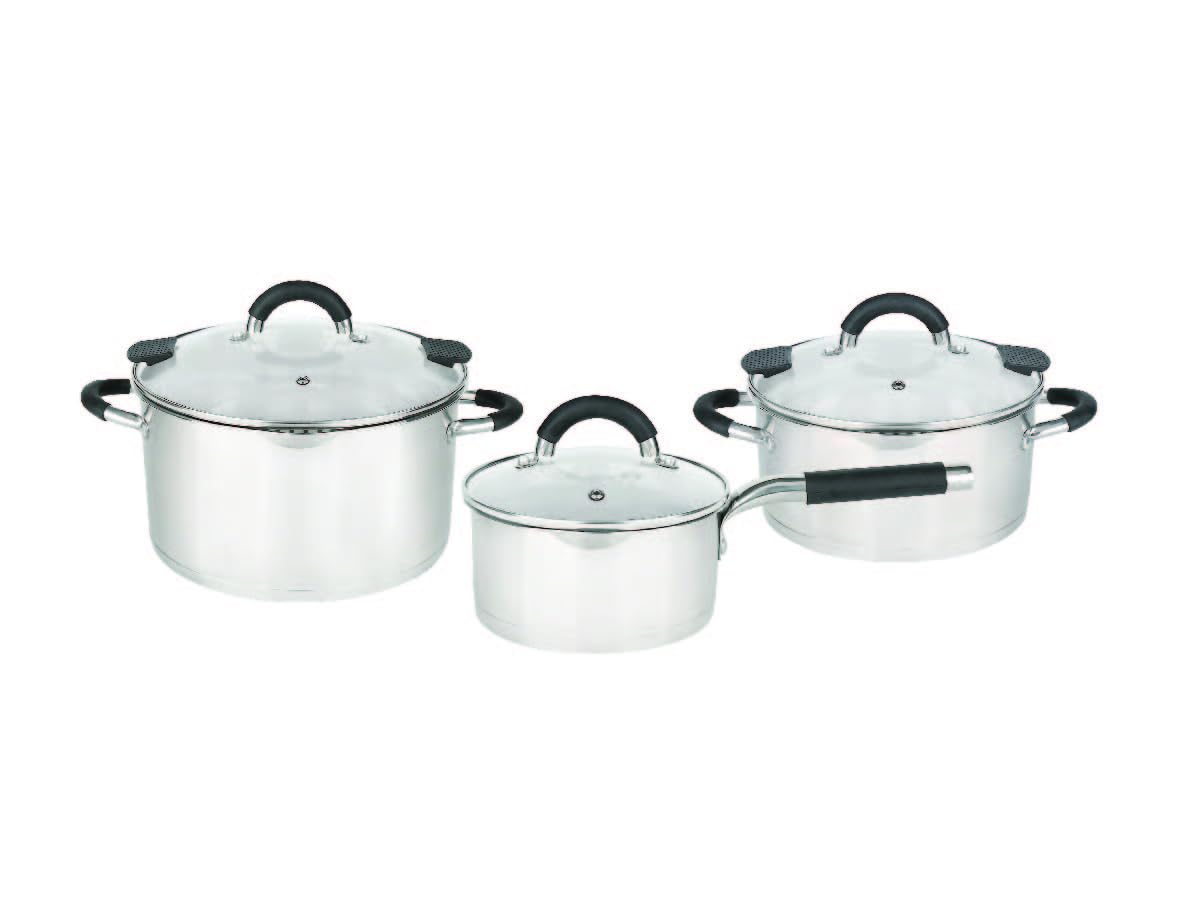 HUDSON Stainless Steel Stockpots Set 6 Pcs Stockpot. Granite Grey Frypan Set. Granite Grey