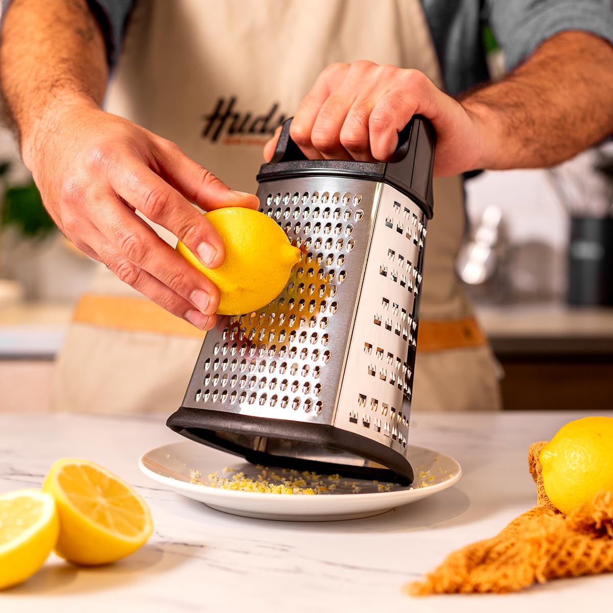 HUDSON 6 Sided Grater Non-Slip Multi-Purpose Steel 7.9in
