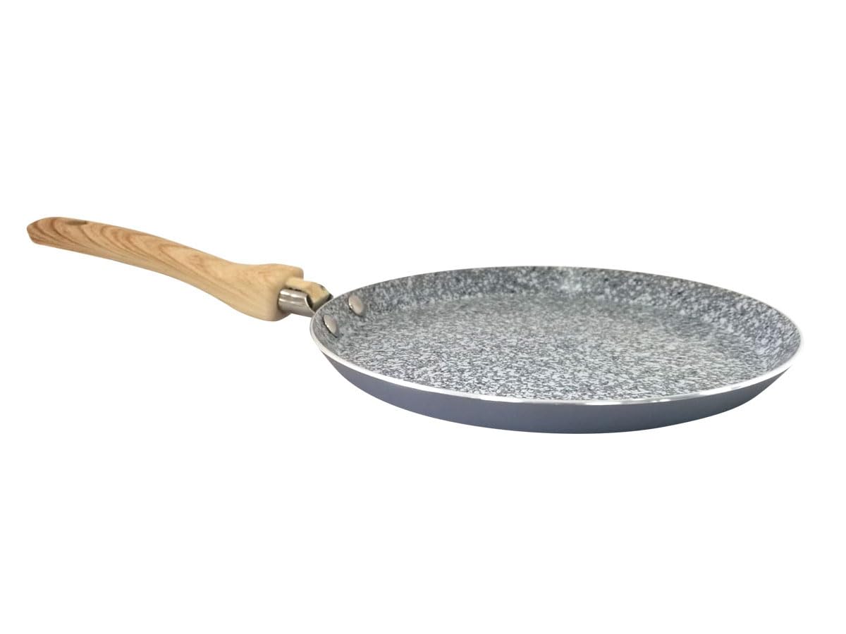 HUDSON Nonstick Grey Crepe Pan 3.7 Qt, 8.7 inches, Cookware, Dishwasher Safe, Grey, Granite