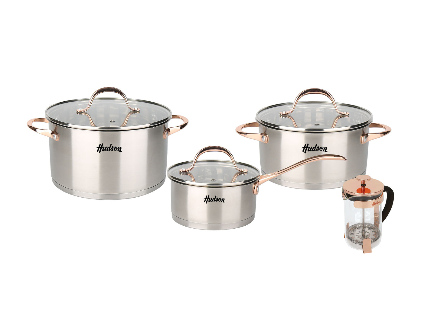 Hudson Steel Cookware Set + French Press Coffee Maker