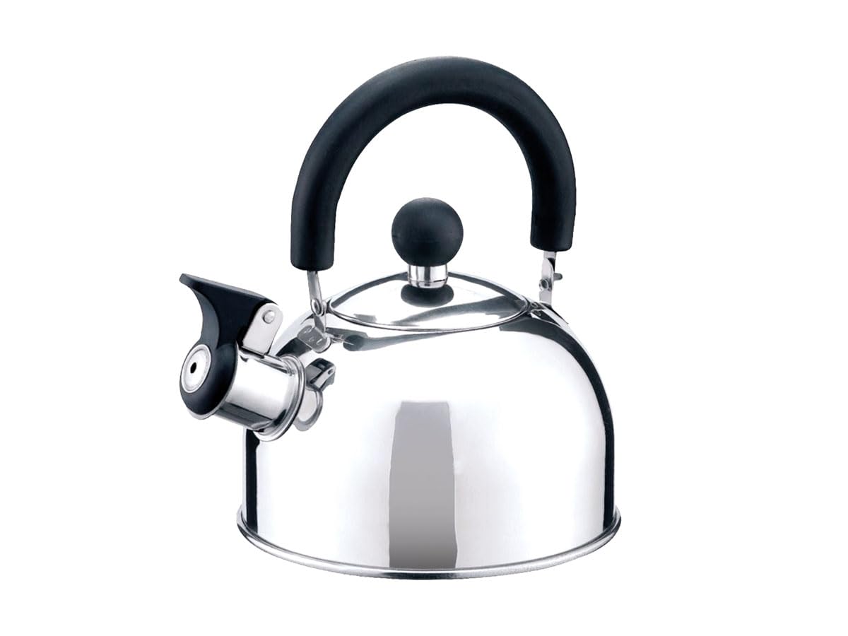 HUDSON Stainless Steel Whistling Black Tea Kettle, 1.5-Quart, Mirror Polish