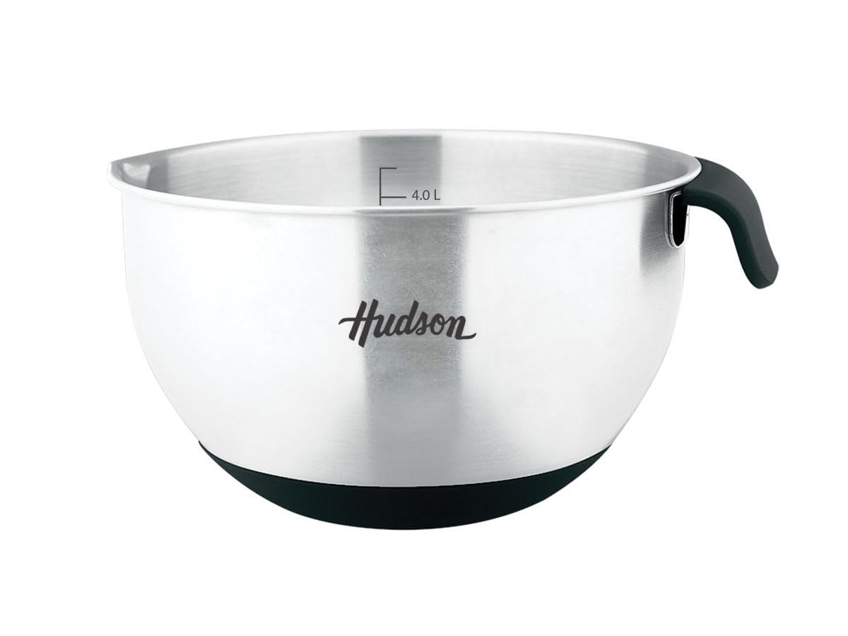 HUDSON Steel Mixing Bowl with Silicione Bases 9.5in (PFOA, PTFE & CADAMIUM)
