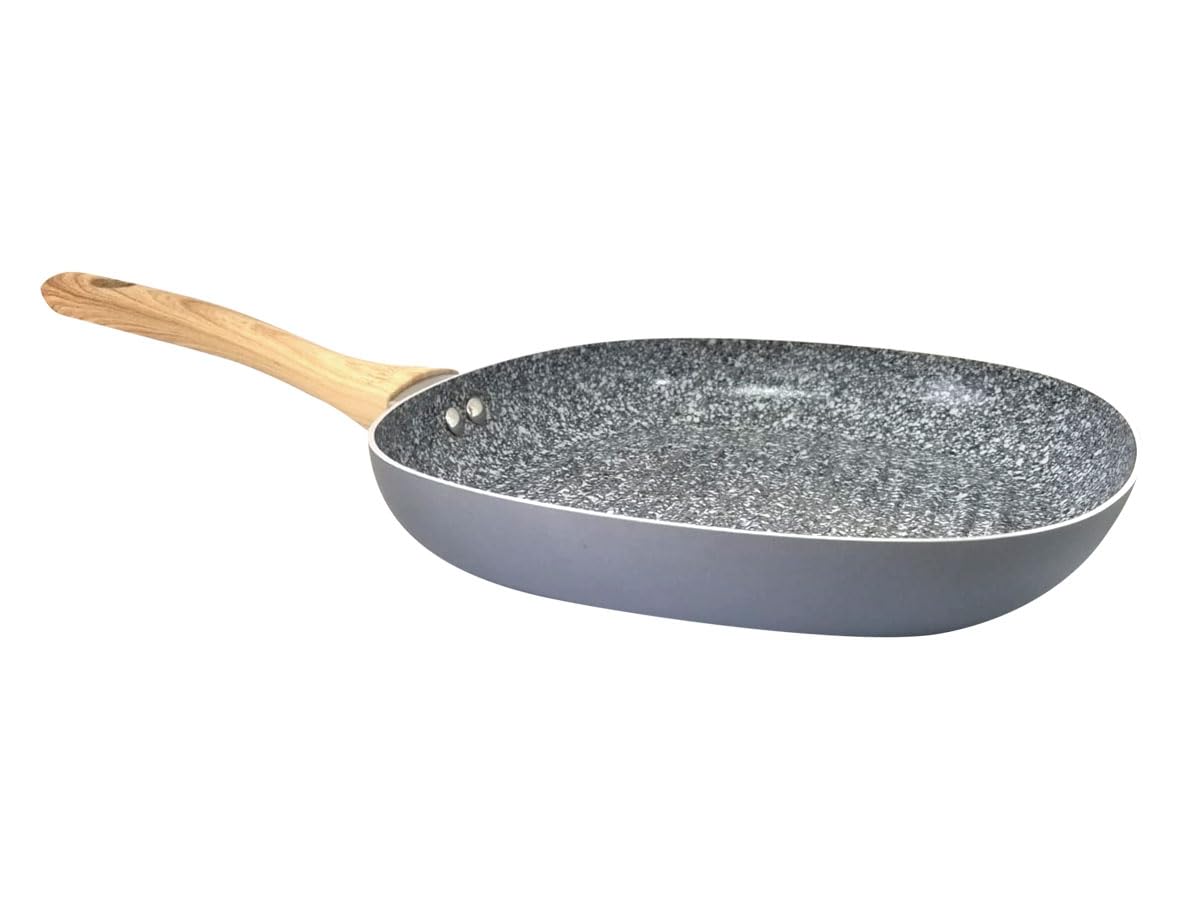HUDSON Aluminum and Ceramic Has Nonstick Covered Grill Pan,10.3 in, Granite Grey