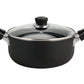 HUDSON Casserole Kitchen, 9 Qt, Pot 11-inch Black Aluminium Non-stick