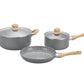 HUDSON Aluminum and Ceramic Nonstick Covered 5 Pc Stockpots and Frypan Set Frypan Set. Granite Grey
