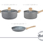 HUDSON Granite Line Cookware Set - Double Layer Non-Stick Coating, 0.07 Inches Thickness, Soft Touch Handles