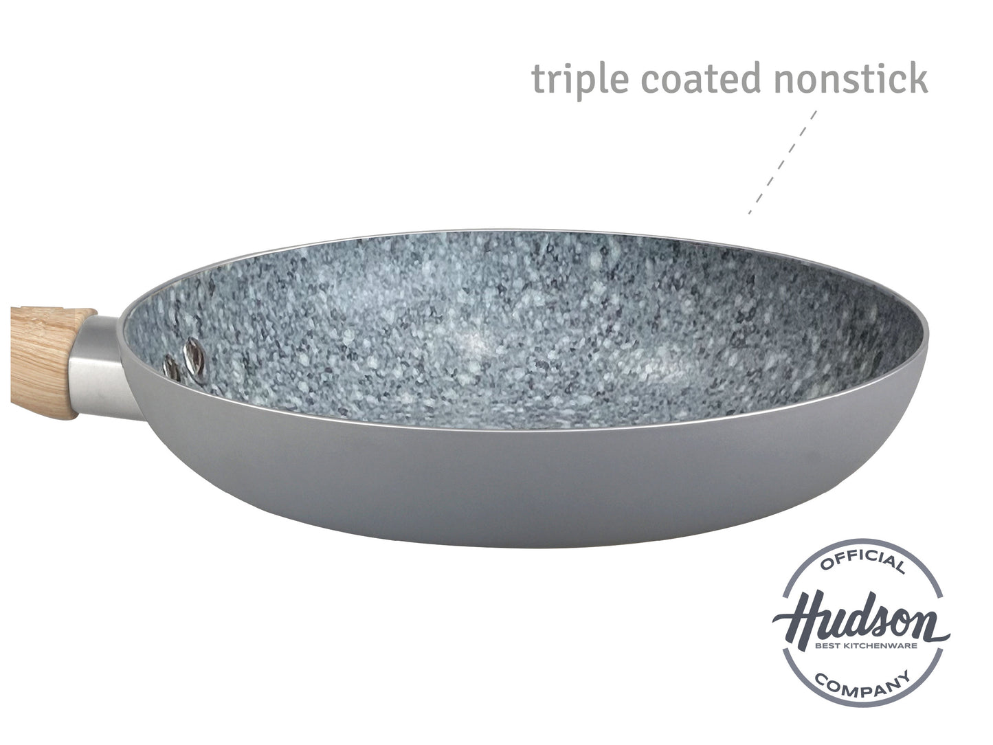 HUDSON Granite Line Cookware Set - Double Layer Non-Stick Coating, 0.07 Inches Thickness, Soft Touch Handles