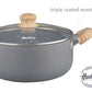 HUDSON Grey Stockpot Cookware, 3.9Qt Pots and Pans, Dishwasher Safe, Granite