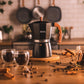 HUDSON Classic Stovetop Espresso Maker Italian Style 6 Cups Black