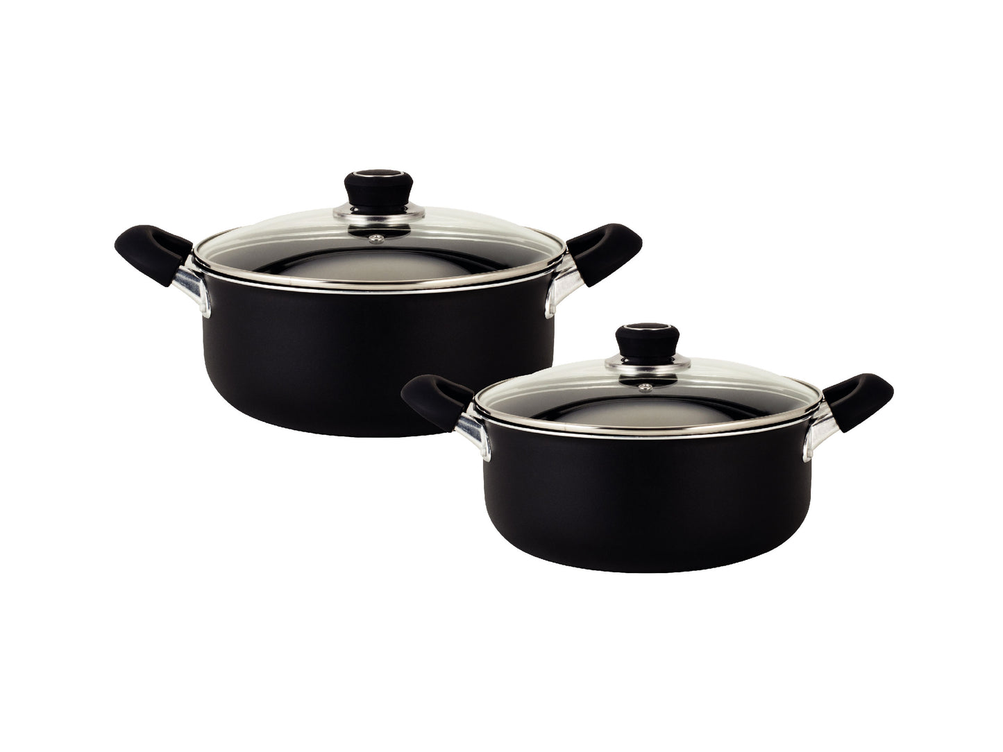 Pots and Pans Cooking Set - 2 Aluminum Saucepans 24cm + 26cm Hudson