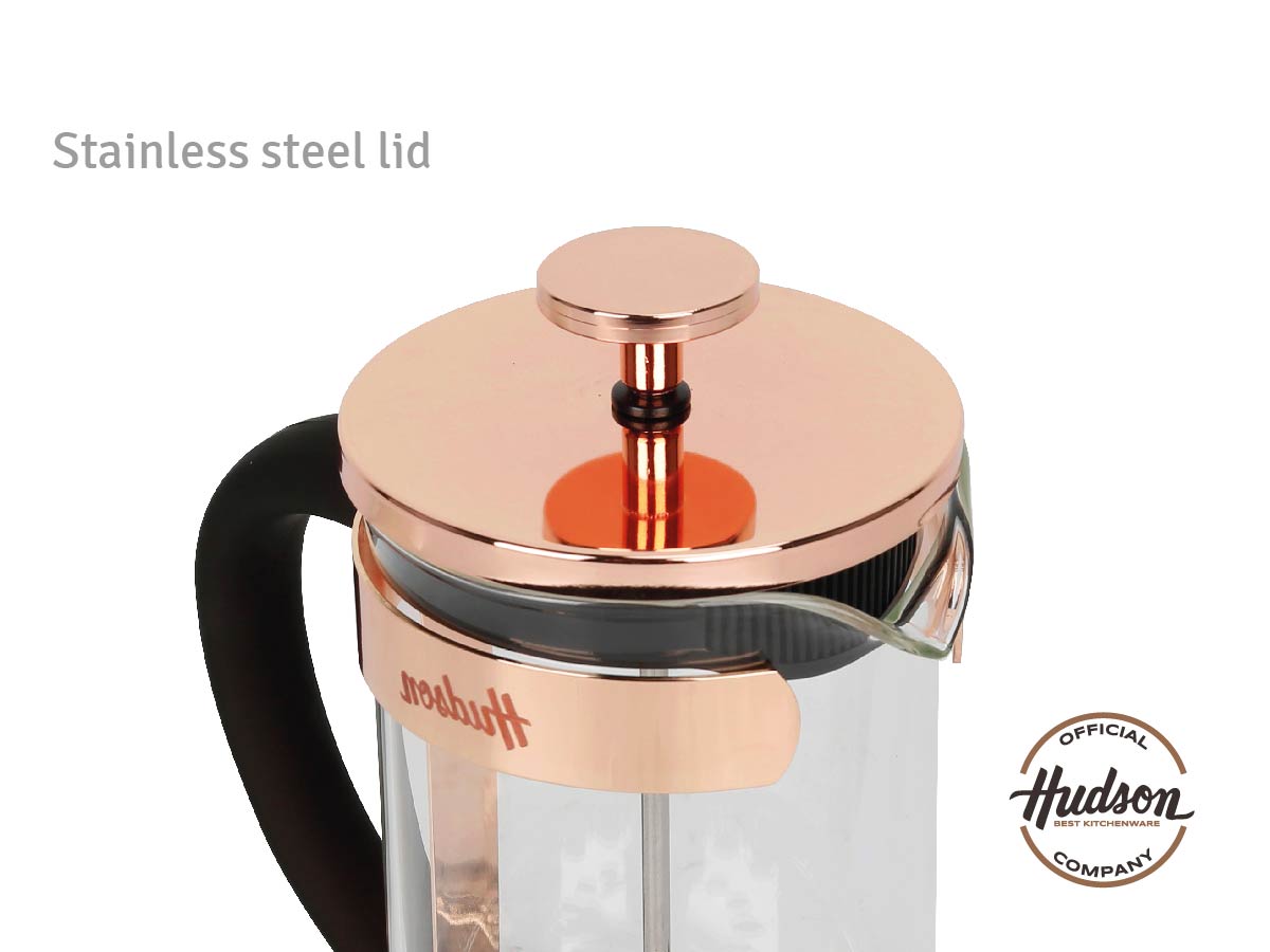 HUDSON French Press Coffee and Tea Maker, 9 cups, COPPER