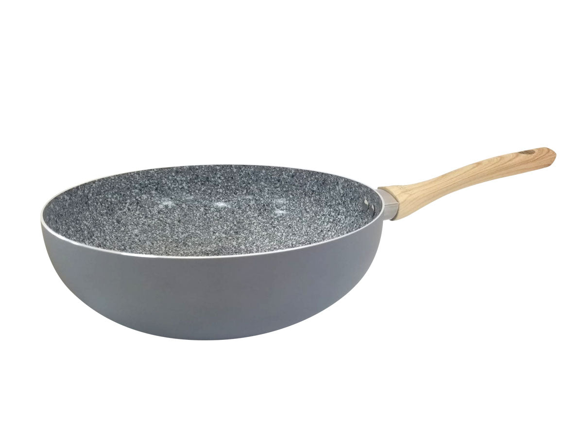 HUDSON Stainless Steel Nonstick Coating Wok Nonstick Covered Wok Granite Grey…