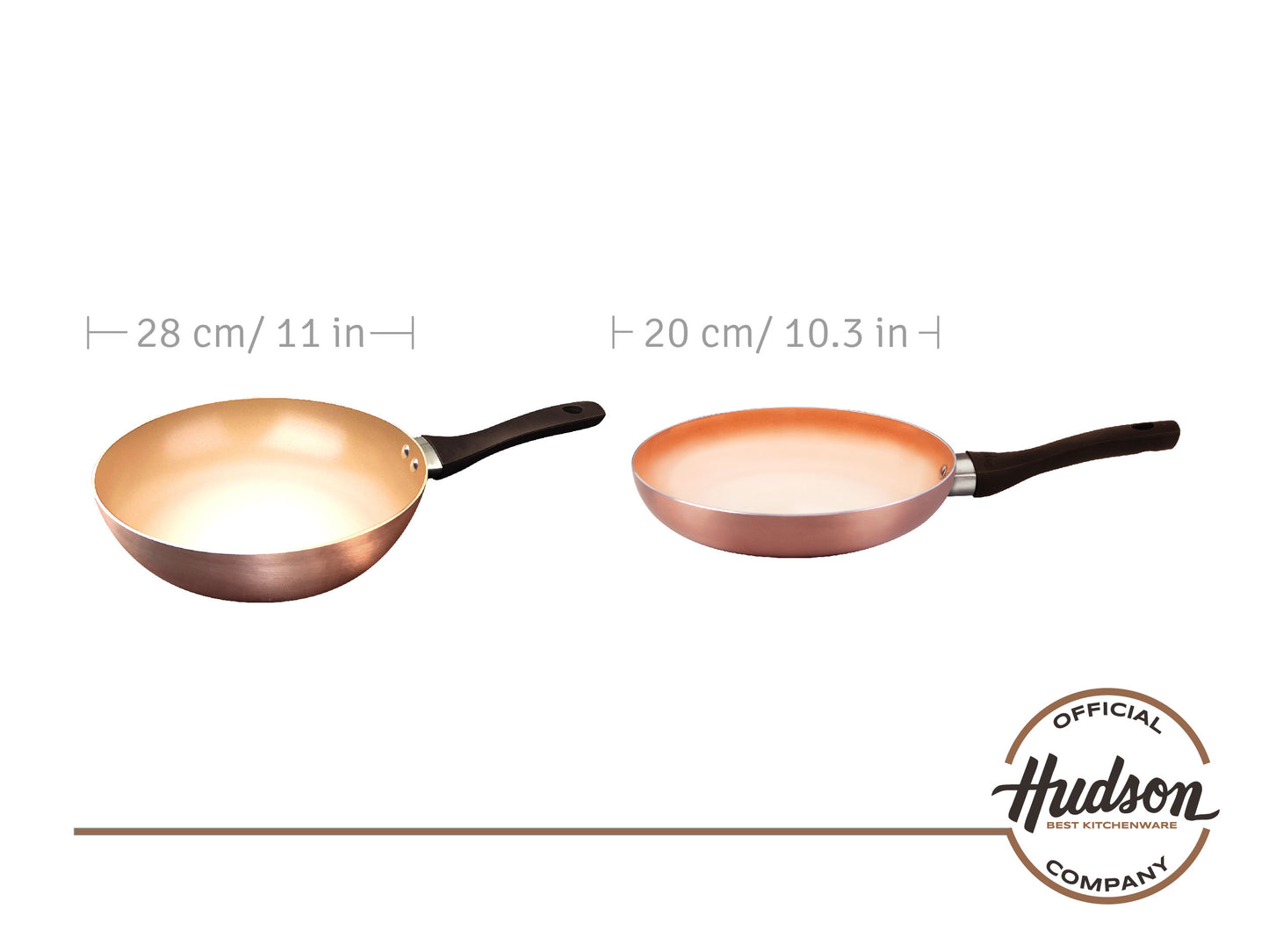 Set Wok, Pan, and Casserole Hudson Non-Stick Copper Line.