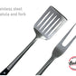 Grill Set of 4 - Fork, Knife, Spatula, Kitchen Tongs with Hanging Ring