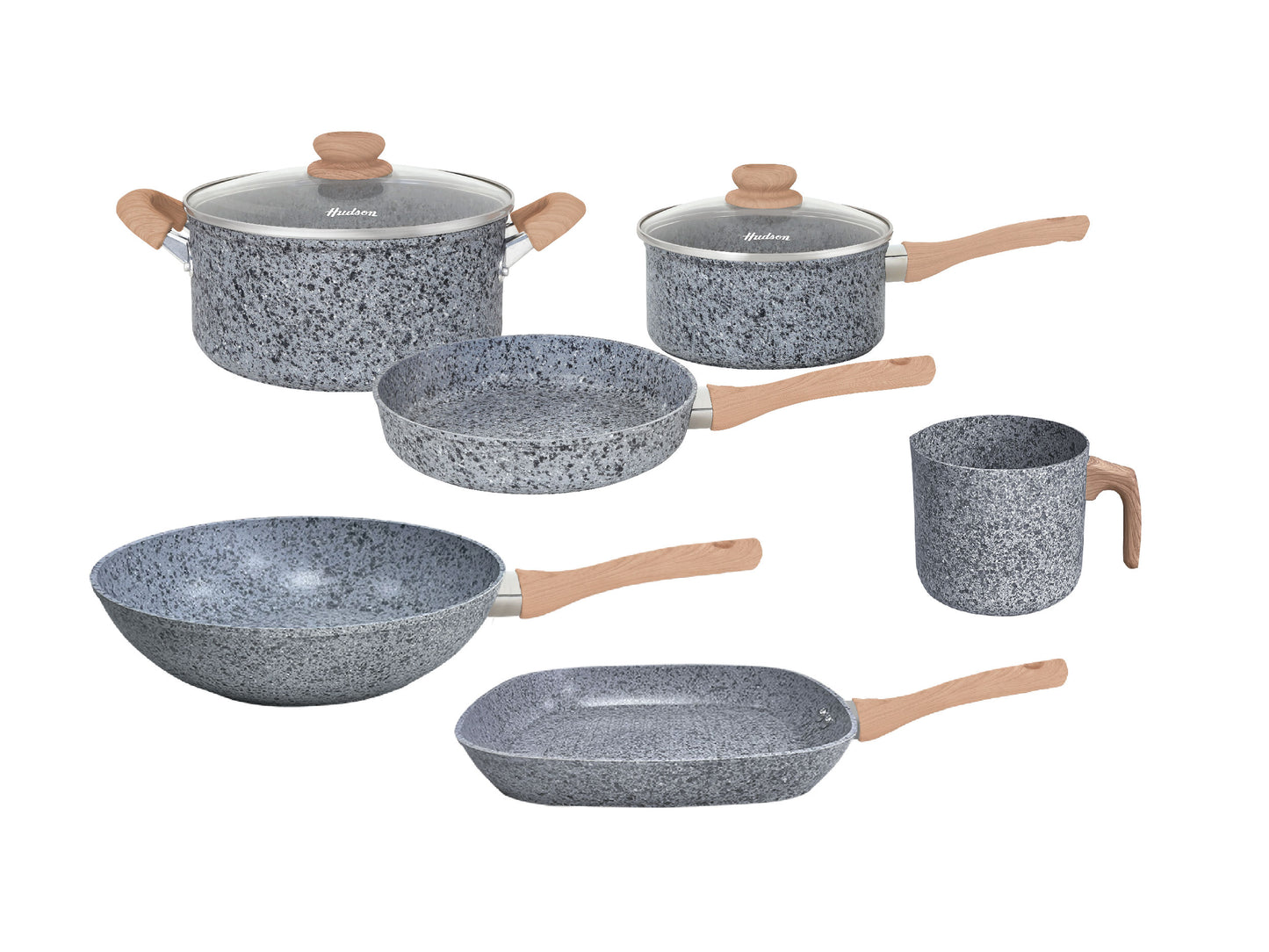 HUDSON Forged Aluminum Cookware Set + Wok + Griddle + Milk Pot