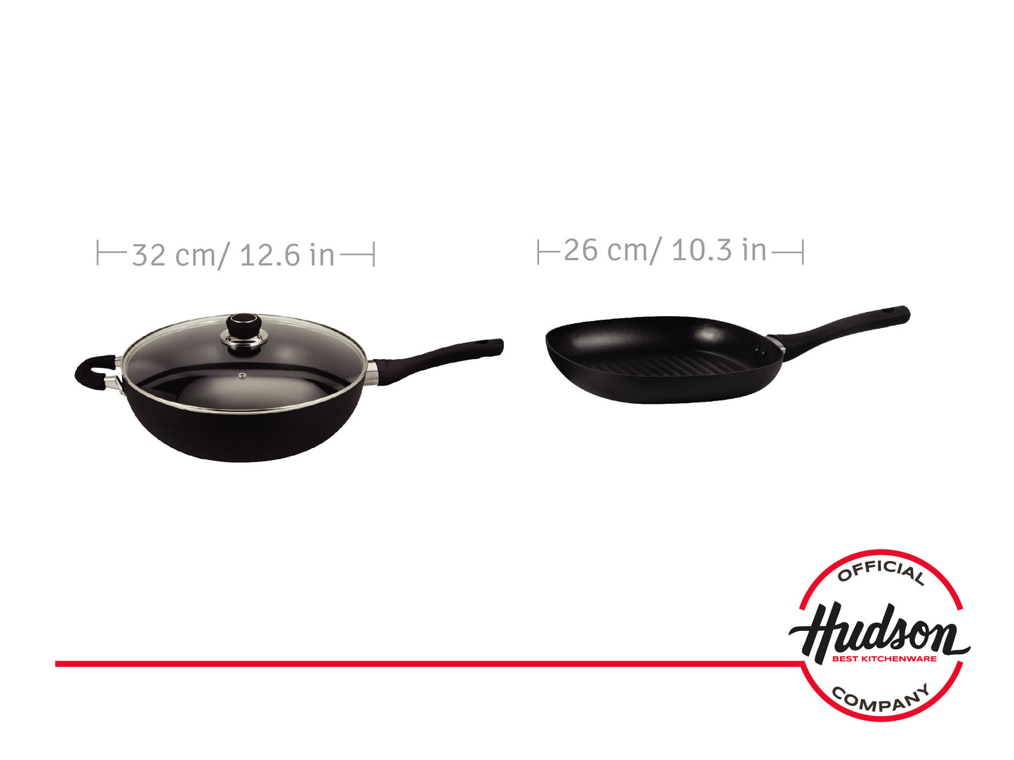 Aluminum Set: 32 cm Wok + 26 cm Griddle Hudson Non-Stick